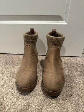 Sonoma Brown Suede Sock Ankle Boots